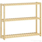 HOMCOM Etajeră de Baie cu 3 Rafturi Reglabile pe 5 Nivele, Dulap de Depozitare din Bambus, 60x15x50 cm, Lemn Natural | Aosom Romania 