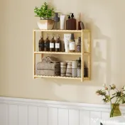 HOMCOM Etajeră de Baie cu 3 Rafturi Reglabile pe 5 Nivele, Dulap de Depozitare din Bambus, 60x15x50 cm, Lemn Natural | Aosom Romania 