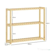 HOMCOM Etajeră de Baie cu 3 Rafturi Reglabile pe 5 Nivele, Dulap de Depozitare din Bambus, 60x15x50 cm, Lemn Natural | Aosom Romania 