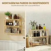 HOMCOM Etajeră de Baie cu 3 Rafturi Reglabile pe 5 Nivele, Dulap de Depozitare din Bambus, 60x15x50 cm, Lemn Natural | Aosom Romania 