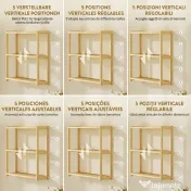 HOMCOM Etajeră de Baie cu 3 Rafturi Reglabile pe 5 Nivele, Dulap de Depozitare din Bambus, 60x15x50 cm, Lemn Natural | Aosom Romania 