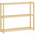 HOMCOM Raft de Baie cu 3 Polițe Reglabile în 5 Poziții, din Bambus, 60x15x50 cm, Culoare Lemn