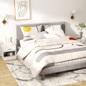 HOMCOM Set de 2 Noptiere Moderne cu Sertar și Raft Deschis din Pal Melaminat, 39x28x41 cm, Alb | Aosom Romania 