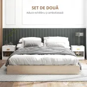 HOMCOM Set de 2 Noptiere Moderne cu Sertar și Raft Deschis din Pal Melaminat, 39x28x41 cm, Alb | Aosom Romania 