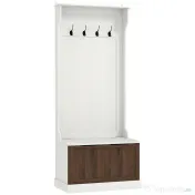 HOMCOM Cuier de Intrare 3 în 1 cu 4 Cârlige, Etajeră pentru Pantofi și Bancă Depozitare, 71,5x39,5x170 cm, Maro | Aosom Romania 
