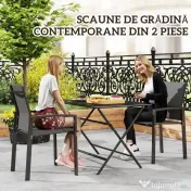 Outsunny Set de 2 Scaune de Grădină cu Cadru din Aluminiu, Plasă Respirabilă și Cotiere, 56x58x89 cm, Gri Închis | Aosom Romania