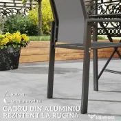 Outsunny Set de 2 Scaune de Grădină cu Cadru din Aluminiu, Plasă Respirabilă și Cotiere, 56x58x89 cm, Gri Închis | Aosom Romania