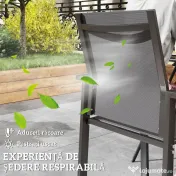 Outsunny Set de 2 Scaune de Grădină cu Cadru din Aluminiu, Plasă Respirabilă și Cotiere, 56x58x89 cm, Gri Închis | Aosom Romania
