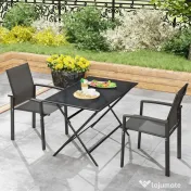 Outsunny Set de 2 Scaune de Grădină cu Cadru din Aluminiu, Plasă Respirabilă și Cotiere, 56x58x89 cm, Gri Închis | Aosom Romania