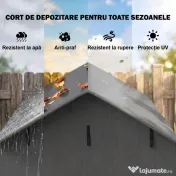 Outsunny Cort Garaj cu Intrare Rulabilă, Corzi și Țăruși, 1.1x2 m, Gri Închis | Aosom Romania
