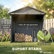 Outsunny Cort Garaj cu Intrare Rulabilă, Corzi și Țăruși, 1.1x2 m, Gri Închis | Aosom Romania