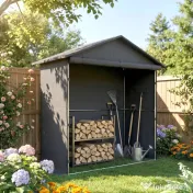 Outsunny Cort Garaj cu Intrare Rulabilă, Corzi și Țăruși, 1.1x2 m, Gri Închis | Aosom Romania