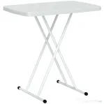 Outsunny Masă de Grădină Pliabilă cu Înălțime Ajustabilă, Metal și HDPE, Alb