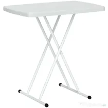 Outsunny Masă de Grădină Pliabilă cu Înălțime Ajustabilă, Metal și HDPE, Alb