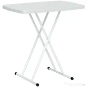 Outsunny Măsuță de Cafea Pliabilă, Reglabilă pe Înălțime și Portabilă, cu Blat HDPE și Cadru Metalic, 76x50x74 cm, Alb | Aosom Romania 