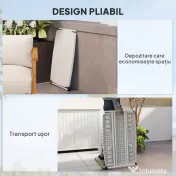 Outsunny Măsuță de Cafea Pliabilă, Reglabilă pe Înălțime și Portabilă, cu Blat HDPE și Cadru Metalic, 76x50x74 cm, Alb | Aosom Romania 
