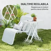 Outsunny Măsuță de Cafea Pliabilă, Reglabilă pe Înălțime și Portabilă, cu Blat HDPE și Cadru Metalic, 76x50x74 cm, Alb | Aosom Romania 