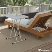 Outsunny Măsuță de Cafea Pliabilă, Reglabilă pe Înălțime și Portabilă, cu Blat HDPE și Cadru Metalic, 76x50x74 cm, Alb | Aosom Romania 