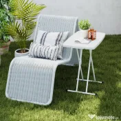 Outsunny Măsuță de Cafea Pliabilă, Reglabilă pe Înălțime și Portabilă, cu Blat HDPE și Cadru Metalic, 76x50x74 cm, Alb | Aosom Romania 