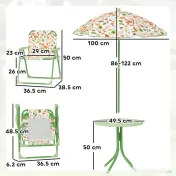 AIYAPLAY Set de Mobilier de Grădină din 4 Piese cu Masă, Scaune și Umbrelă de Soare Reglabilă, 50xΦ49,5 cm, Verde | Aosom Romania 