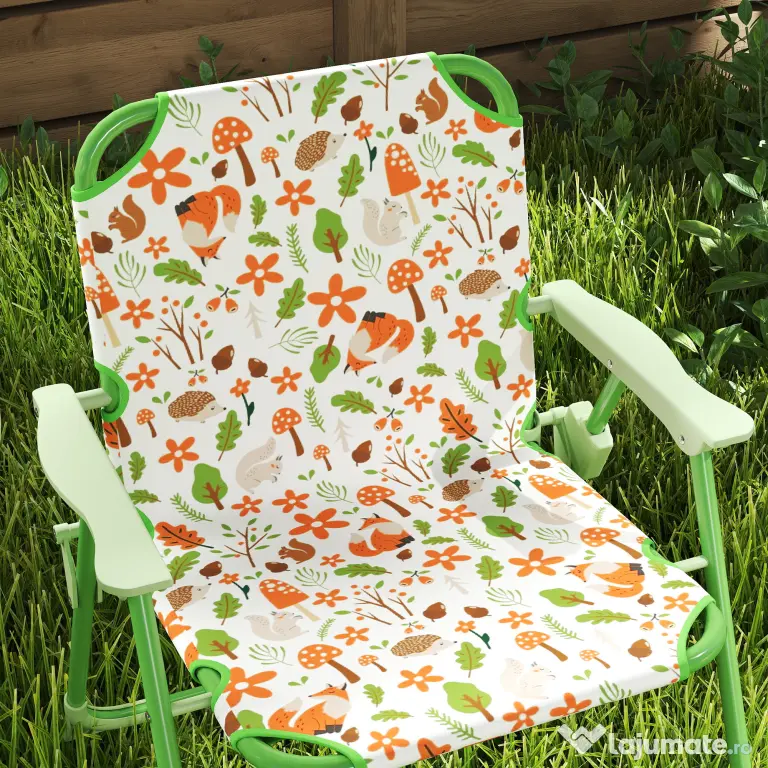 AIYAPLAY Set de Mobilier de Grădină din 4 Piese cu Masă, Scaune și Umbrelă de Soare Reglabilă, 50xΦ49,5 cm, Verde | Aosom Romania