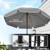 Outsunny Set de Mobilier de Grădină din 6 Piese cu Umbrelă de Soare,  Masă și Scaune Pliante, Ф80x70 cm, Gri | Aosom Romania 