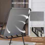 Outsunny Set de Mobilier de Grădină din 6 Piese cu Umbrelă de Soare,  Masă și Scaune Pliante, Ф80x70 cm, Gri | Aosom Romania 
