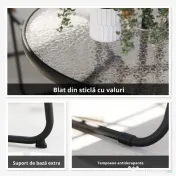 Outsunny Set de Mobilier de Grădină din 6 Piese cu Umbrelă de Soare,  Masă și Scaune Pliante, Ф80x70 cm, Gri | Aosom Romania 