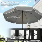 Outsunny Set de Mobilier de Grădină din 6 Piese cu Umbrelă de Soare,  Masă și Scaune Pliante, Ф80x70 cm, Gri | Aosom Romania 