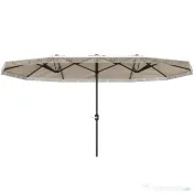Outsunny Umbrelă de Grădină cu Două Fețe și Mâner cu Manivelă Ușor de Utilizat, 450x265x260 cm, Alb Crem | Aosom Romania 