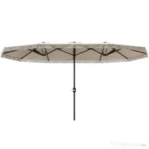 Outsunny Umbrelă de Grădină cu Două Fețe și Mâner cu Manivelă Ușor de Utilizat, 450x265x260 cm, Alb Crem | Aosom Romania