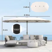 Outsunny Umbrelă de Grădină cu Două Fețe și Mâner cu Manivelă Ușor de Utilizat, 450x265x260 cm, Alb Crem | Aosom Romania 
