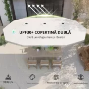 Outsunny Umbrelă de Grădină cu Două Fețe și Mâner cu Manivelă Ușor de Utilizat, 450x265x260 cm, Alb Crem | Aosom Romania 