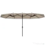 Outsunny Umbrelon Dublu cu 12 Stecări și Manivelă, din Poliester și Oțel, 450x265x260 cm, Crem