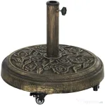 Outsunny Bază Rotundă pentru Umbrelă de Exterior, 21 kg, Bază din Rășină cu Roți și Suport pentru Umbrele de 3,3 cm/3,8 cm/4,8 cm, pentru Grădină, Terasă, Piscină, Bronz | Aosom Romania