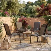 Outsunny Set Mobilier de Grădină din 3 Piese cu Scaune Suprapozabile și Masă din Sticlă, 54x71x93 cm, Gri Închis | Aosom Romania 