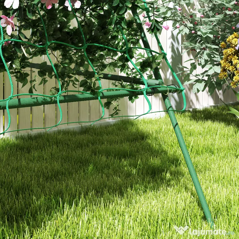 Outsunny Suport Metalic de Grădină în Forma de A cu Plasă de Susținere, 101x133x227 cm, Verde