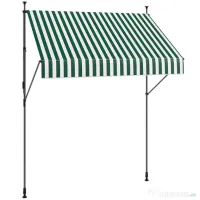 Outsunny Tenda de Soare cu Suporturi Reglabile și Manivelă, Verde și Alb | Aosom Romania 