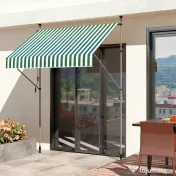 Outsunny Tenda de Soare cu Suporturi Reglabile și Manivelă, Verde și Alb | Aosom Romania 