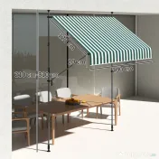 Outsunny Tenda de Soare cu Suporturi Reglabile și Manivelă, Verde și Alb | Aosom Romania 