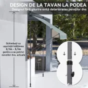 Outsunny Tenda de Soare cu Suporturi Reglabile și Manivelă, Verde și Alb | Aosom Romania 