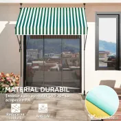 Outsunny Tenda de Soare cu Suporturi Reglabile și Manivelă, Verde și Alb | Aosom Romania 