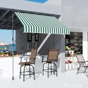 Outsunny Tenda de Soare cu Suporturi Reglabile și Manivelă, Verde și Alb | Aosom Romania 