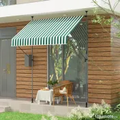 Outsunny Tenda de Soare cu Suporturi Reglabile și Manivelă, Verde și Alb | Aosom Romania 