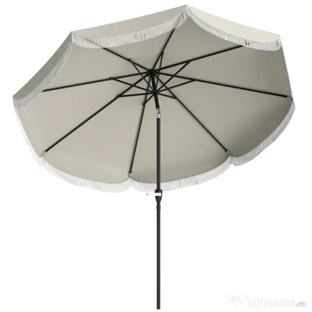 Outsunny Umbrelă de Grădină Inclinabilă 2.7x2.7 m cu Manivelă, Umbrelă Rotundă de Exterior cu 8 Spițe, din Metal și Poliester, pentru Curte sau Balcon, UV 30+, Gri Deschis | Aosom Romania