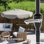Outsunny Umbrelă de Grădină Inclinabilă 2.7x2.7 m cu Manivelă, Umbrelă Rotundă de Exterior cu 8 Spițe, din Metal și Poliester, pentru Curte sau Balcon, UV 30+, Gri Deschis | Aosom Romania 