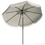 Outsunny Umbrelă de Grădină Rotundă 2,7x2,4 m cu Manivelă, din Metal și Poliester, Gri Deschis