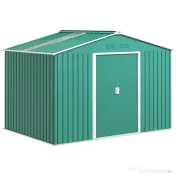 Outsunny Șopron pentru Unelte cu Acoperiș Înclinat și Uși Glisante Duble, 277x195x192 cm, Verde Închis | Aosom Romania 
