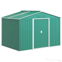 Outsunny Șopron pentru Unelte cu Acoperiș Înclinat și Uși Glisante Duble, 277x195x192 cm, Verde Închis | Aosom Romania