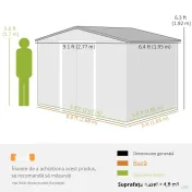 Outsunny Șopron pentru Unelte cu Acoperiș Înclinat și Uși Glisante Duble, 277x195x192 cm, Verde Închis | Aosom Romania 